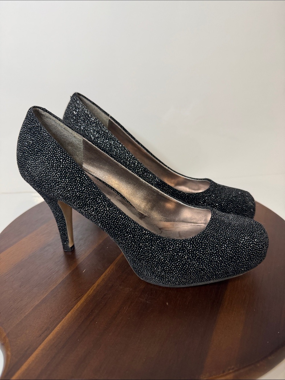 Madden Girl Black Sparkly Heels – Size 7 – Party / Occasion Shoes